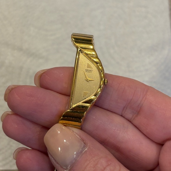 Seiko Accessories - vintage gold-tone Seiko "Half Moon" or "Rivoli" watch - preowned